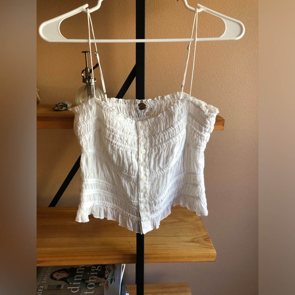 Free People Cropped White Tank
